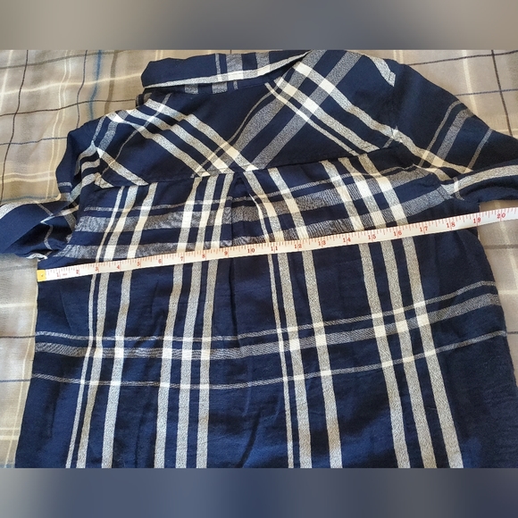 Lucky Brand Blue and White Plaid Button Down Shirt Women's Size Small Petite - Picture 5 of 12